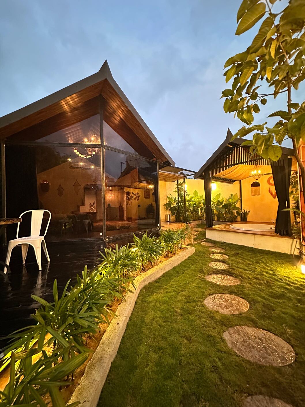 Luxury glamping tent by the lake